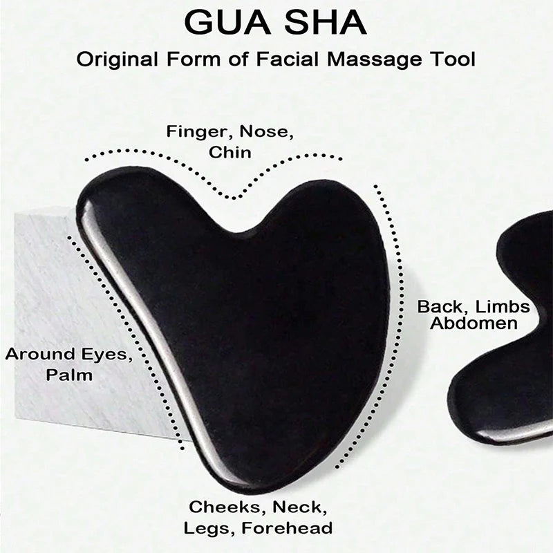 Gua Sha tool with areas of application on a white background