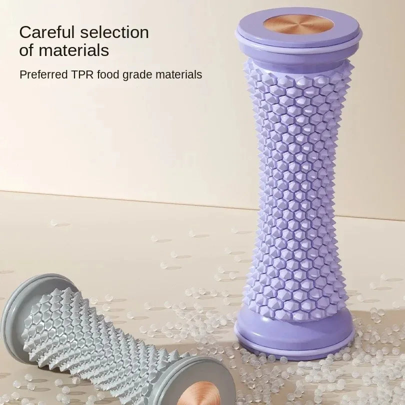 Foot massage roller being used for relaxing foot massage
